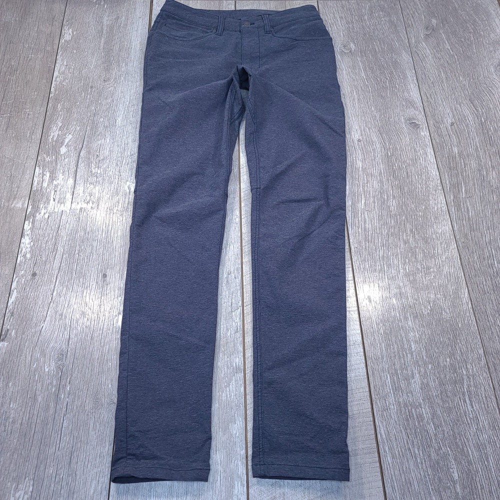 Lululemon ABC Pants Mens 28x34 Blue Heathered Slim Fit Tech Canvas Trousers